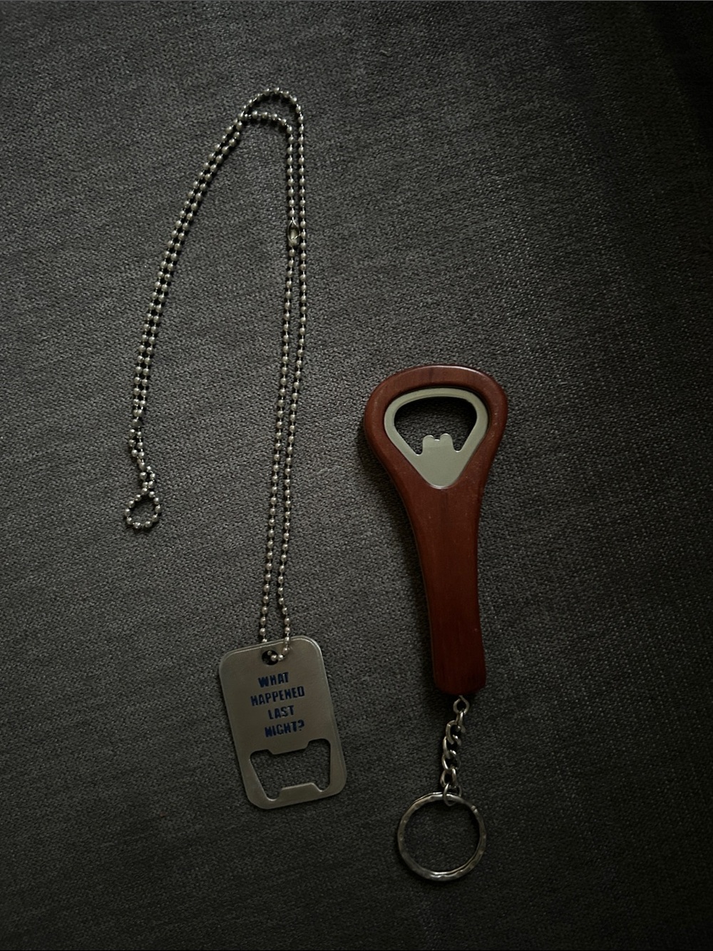 Wood Handle Bottle Opener Keychain - Brown